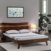 Indian Hand Carved Modern Mango Wood King Size Bed Tubaq Finish 137